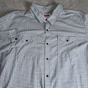Wrangler Men's 3XL Flannel Shirt Blue Plaid Long Sleeve‎ Button Up